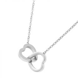 Collier femme cœurs entremêlés edora acier argenté edo432136 - colliers-acier - edora - 1
