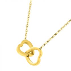 Collier femme cœurs entremêlés edora acier doré edo432137 - colliers-acier - edora - 1