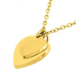 Collier femme double pendentifs cœurs edora acier doré edo432359 - colliers-acier - edora - 1