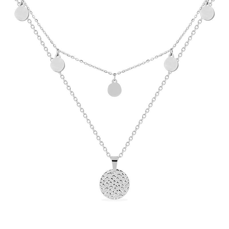 Collier femme double rangs edora acier edo432157 - colliers-acier - edora