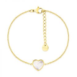 Bracelet femme edora acier doré et coeur nacré edo403346 - bracelets-acier - edora - 0