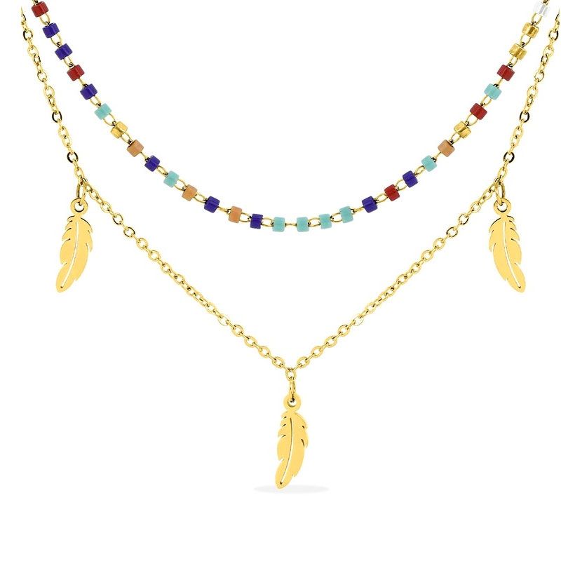 Collier femme edora acier doré et cristaux synthétiques edo432282 - colliers-acier - edora