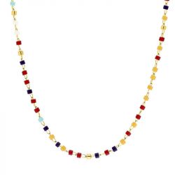 Collier femme edora acier doré et cristaux synthétiques edo432293 - colliers-acier - edora - 0