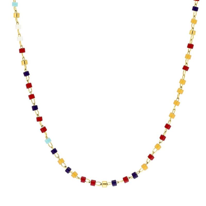 Collier femme edora acier doré et cristaux synthétiques edo432293 - colliers-acier - edora