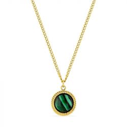 Collier femme edora acier doré et malachite synthétique edo432216 - colliers-acier - edora - 0