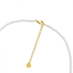 Collier femme edora acier doré et perles synthétiques blanches edo432318 - colliers-acier - edora - 2