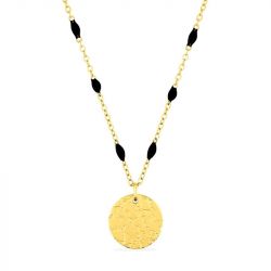 Collier femme edora acier doré et résine noire edo432240 - colliers-acier - edora - 0