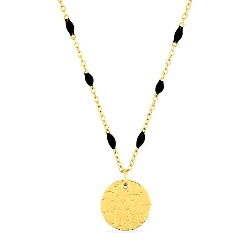 Collier femme edora acier doré et résine noire edo432240 - colliers-acier - edora