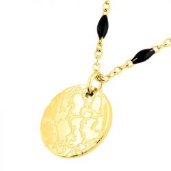 Collier femme edora acier doré et résine noire edo432240 - colliers-acier - edora - 1