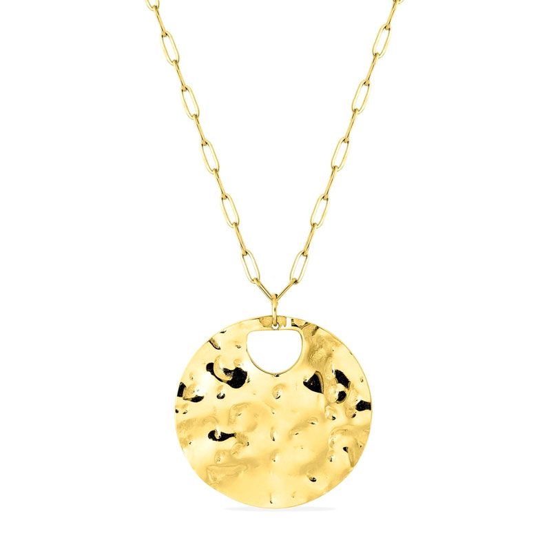 Collier femme sautoir martelé edora acier doré edo432435 - colliers-acier - edora