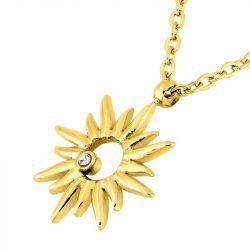 Collier femme soleil edora acier doré et cristal de synthèse edo432310 - colliers-acier - edora - 1
