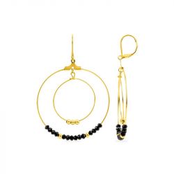 Boucles d'oreilles femme pendantes edora acier doré et cristaux noirs edo435185 - pendantes - edora - 0