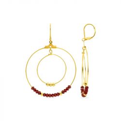 Boucles d'oreilles femme pendantes edora acier doré et cristaux rouges edo435186 - pendantes - edora - 0