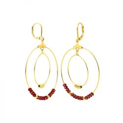 Boucles d'oreilles femme pendantes edora acier doré et cristaux rouges edo435186 - pendantes - edora - 2