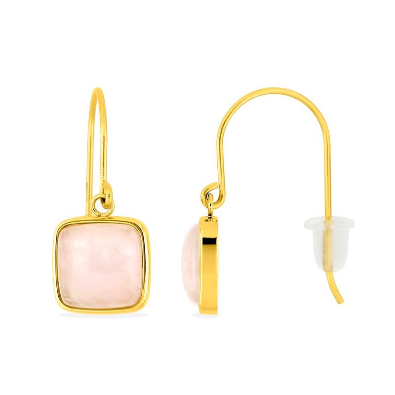 Boucles d'oreilles femme pendantes edora acier doré et quartz rose edo435702 - pendantes - edora