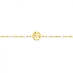 Bracelet femme arbre de vie edora acier doré et laque blanche edo403893 - bracelets-acier - edora - 1