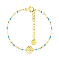 Bracelet femme arbre de vie edora acier doré et résine turquoise edo403897 - bracelets-acier - edora - 0