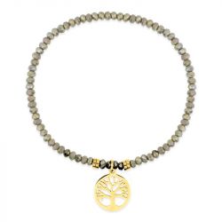 Bracelet femme arbre de vie edora élastique et cristaux gris edo433725 - bracelets-acier - edora - 0