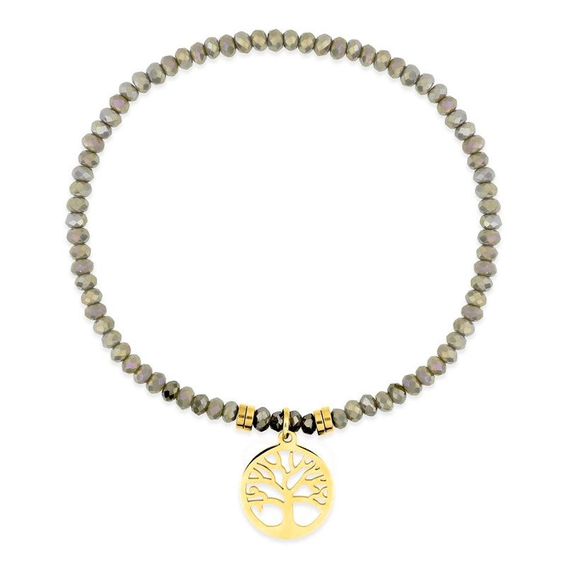 Bracelet femme arbre de vie edora élastique et cristaux gris edo433725 - bracelets-acier - edora