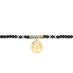 Bracelet femme arbre de vie edora élastique et cristaux noirs edo433724 - bracelets-acier - edora - 1