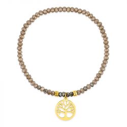 Bracelet femme arbre de vie edora élastique et cristaux roses edo433726 - bracelets-acier - edora - 0