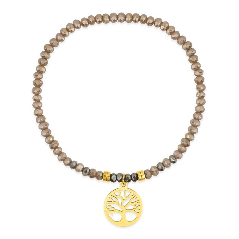 Bracelet femme arbre de vie edora élastique et cristaux roses edo433726 - bracelets-acier - edora
