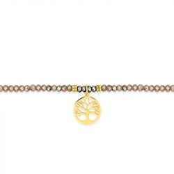 Bracelet femme arbre de vie edora élastique et cristaux roses edo433726 - bracelets-acier - edora - 1