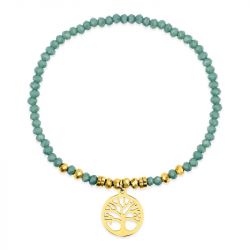 Bracelet femme arbre de vie edora élastique et cristaux turquoises edo433728 - bracelets-acier - edora - 0