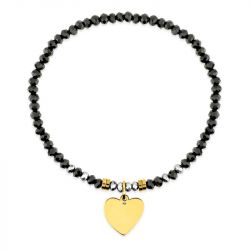 Bracelet femme coeur edora élastique et cristaux noir edo433719 - bracelets-acier - edora - 0