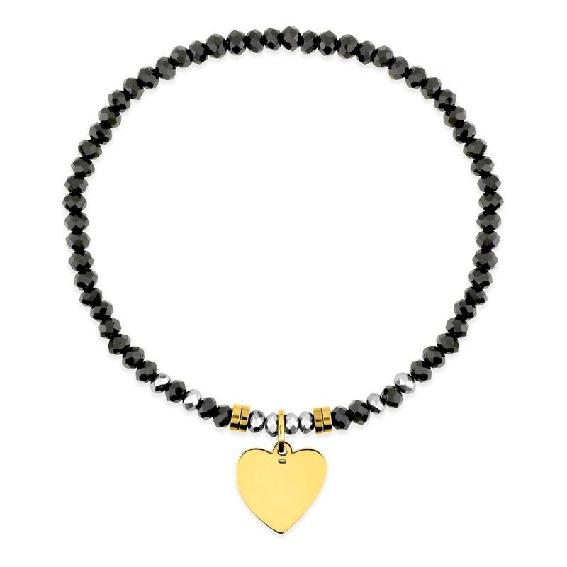 Bracelet femme coeur edora élastique et cristaux noir edo433719 - bracelets-acier - edora