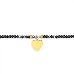 Bracelet femme coeur edora élastique et cristaux noir edo433719 - bracelets-acier - edora - 1