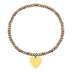 Bracelet femme coeur edora élastique et cristaux roses edo433721 - bracelets-acier - edora - 0