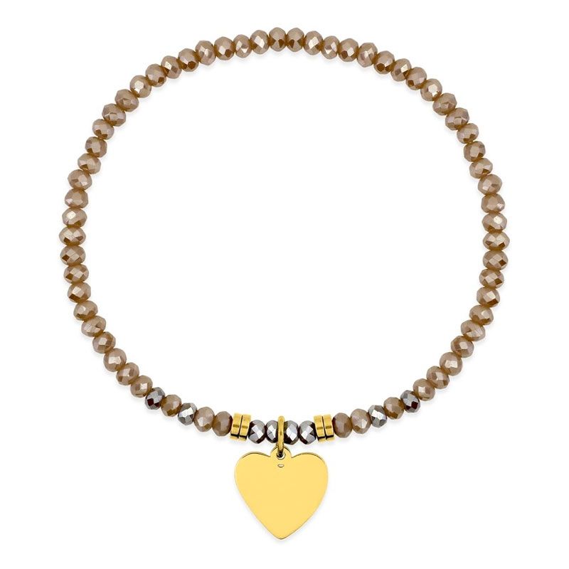 Bracelet femme coeur edora élastique et cristaux roses edo433721 - bracelets-acier - edora