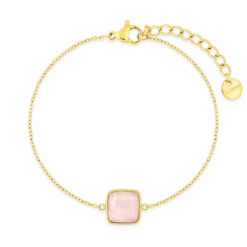 Bracelet femme EDORA acier doré et quartz rose EDO403927