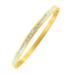 Bracelet femme jonc edora acier doré cristal synthétique blanc edo403449 - bracelets-acier - edora - 1