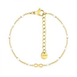 Bracelet femme signe infini edora acier doré et laque blanche edo403898 - bracelets-acier - edora - 0