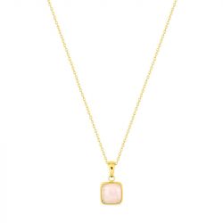 Collier femme edora acier doré et quartz rose edo432722 - colliers-acier - edora - 0