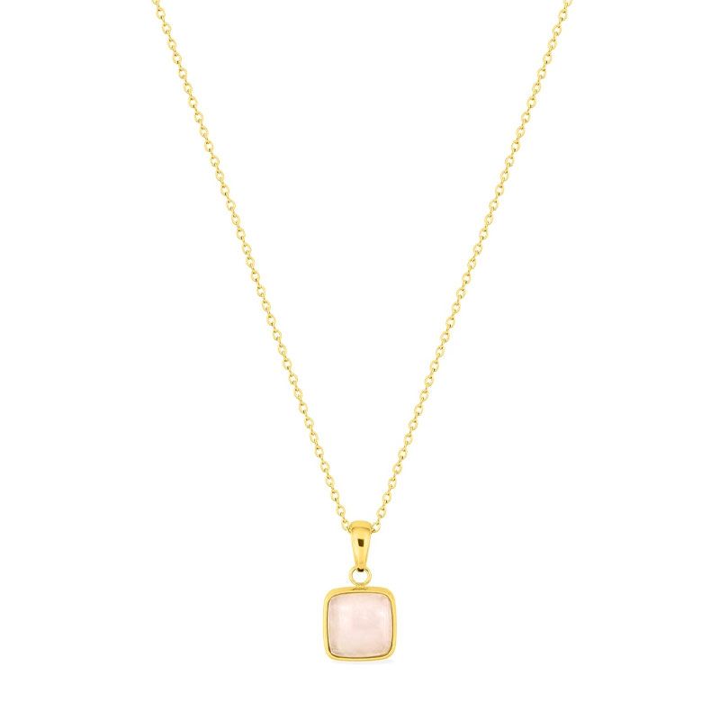 Collier femme edora acier doré et quartz rose edo432722 - colliers-acier - edora