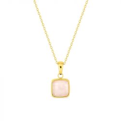 Collier femme edora acier doré et quartz rose edo432722 - colliers-acier - edora - 1