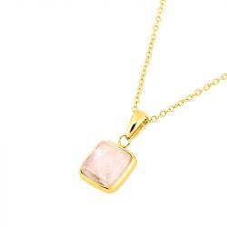 Collier femme edora acier doré et quartz rose edo432722 - colliers-acier - edora - 2