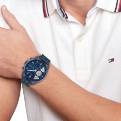 Montre homme chronographe tommy hilfiger collection baker acier bleu 1710648 - chronographes - edora - 1