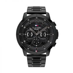 Montre homme chronographe tommy hilfiger collection lucas acier noir 1710494 - chronographes - edora - 0