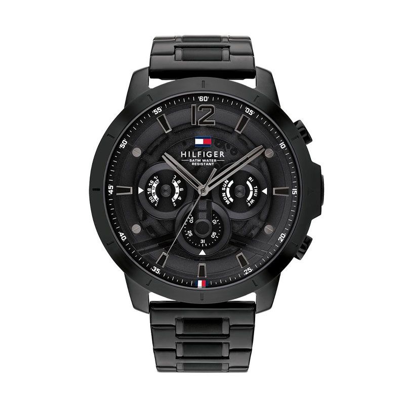 Montre homme chronographe tommy hilfiger collection lucas acier noir 1710494 - chronographes - edora