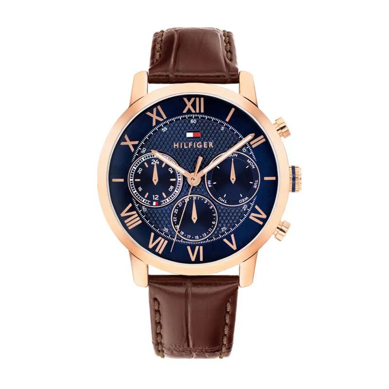 Montre homme chronographe tommy hilfiger th-oxford cuir marron 1710727 - chronographes - edora