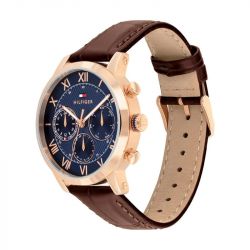 Montre homme chronographe tommy hilfiger th-oxford cuir marron 1710727 - chronographes - edora - 1