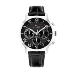 Montre homme chronographe tommy hilfiger th-oxford cuir noir 1710725 - chronographes - edora - 0