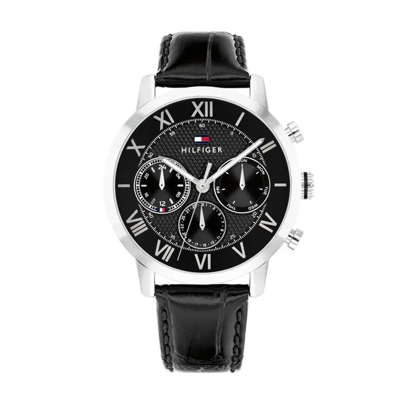 Montre homme chronographe tommy hilfiger th-oxford cuir noir 1710725 - chronographes - edora