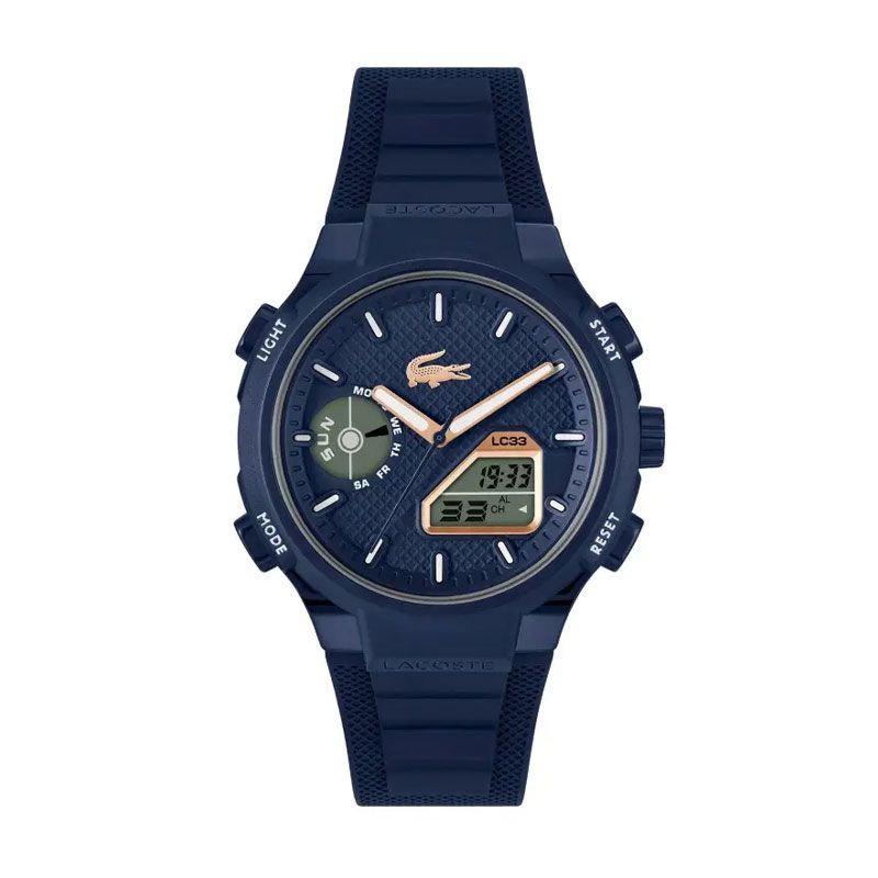 Montre homme digitale lacoste lc33 silicone bleu 2011434 - montres-homme - edora