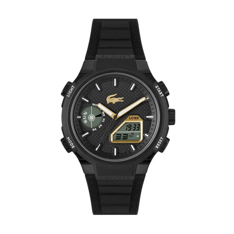 Montre homme digitale lacoste lc33 silicone noir 2011435 - montres-homme - edora