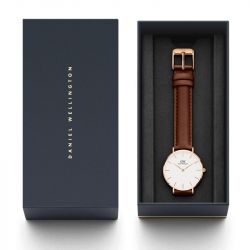 Montre femme daniel wellington classic gold cuir marron dw00100175 - analogiques - edora - 1